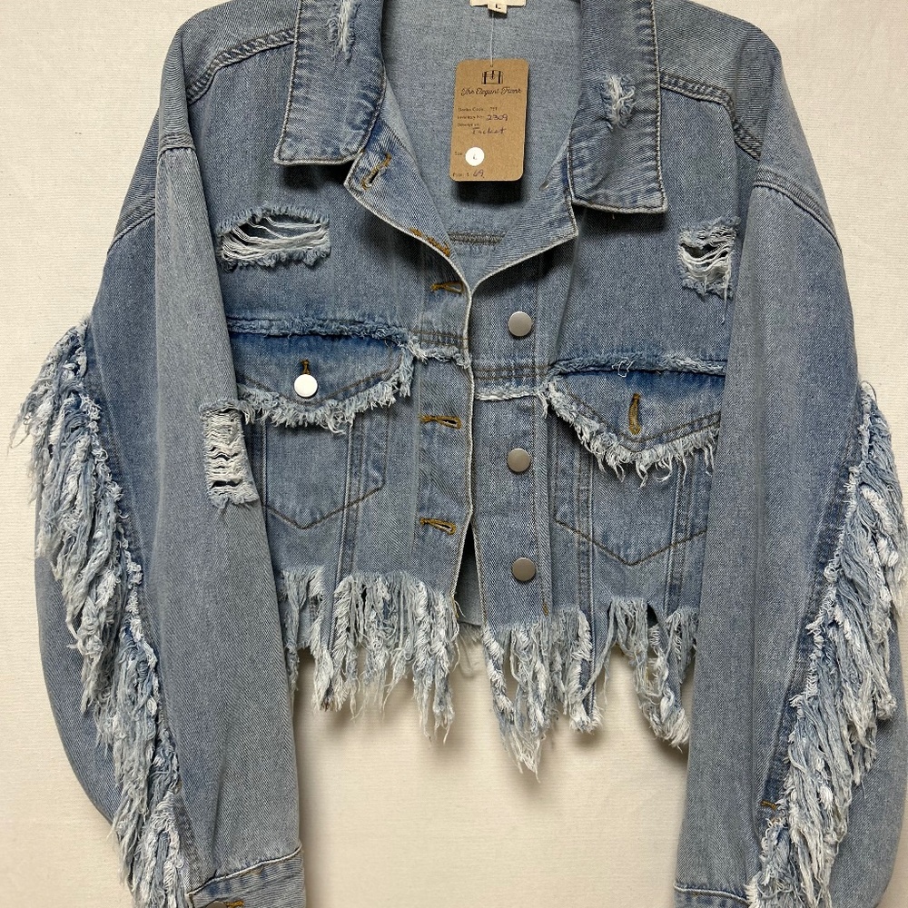 Womens  Shredded Jean Jacket